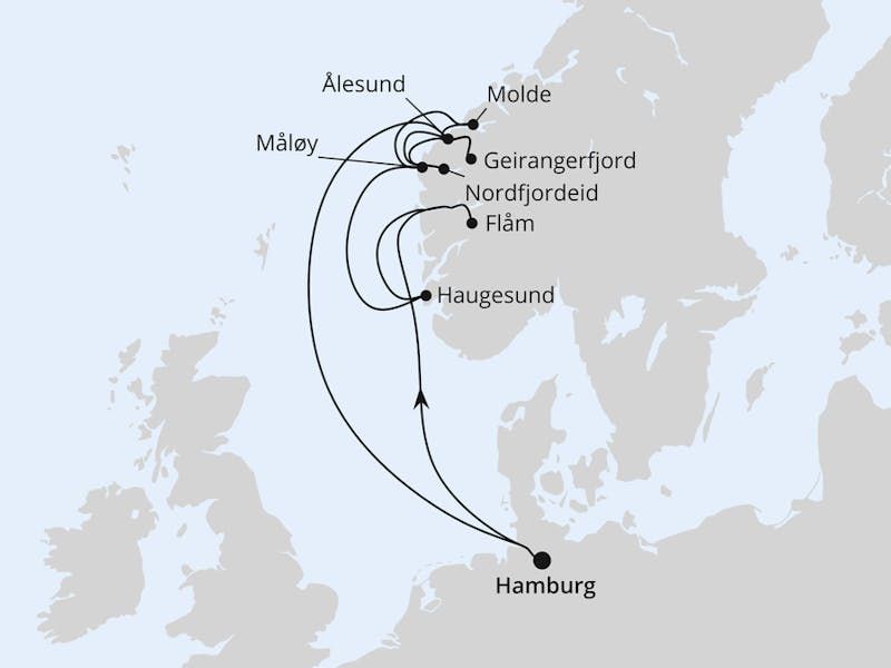 Norwegens Fjorde mit Geiranger ab Hamburg