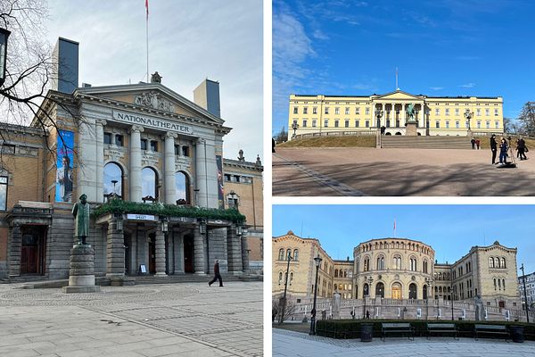 Königliches Schloss, Parlament und Nationaltheater in Oslo