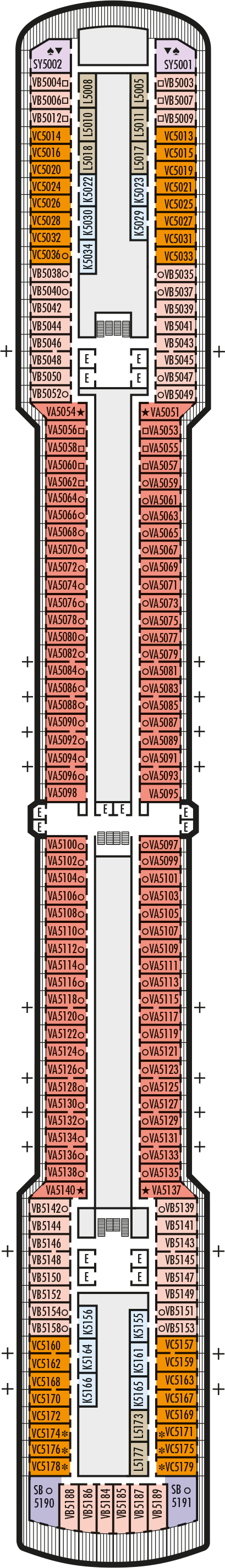 MS Oosterdam - Holland America Line - Deck 5 (Verandah Deck)