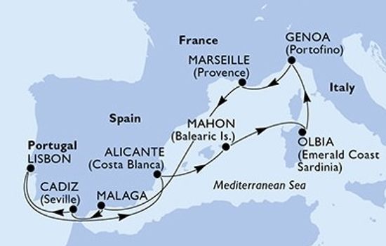 Mediterrane Entdeckungsreise: von Genua nach Lissabon und Zurück