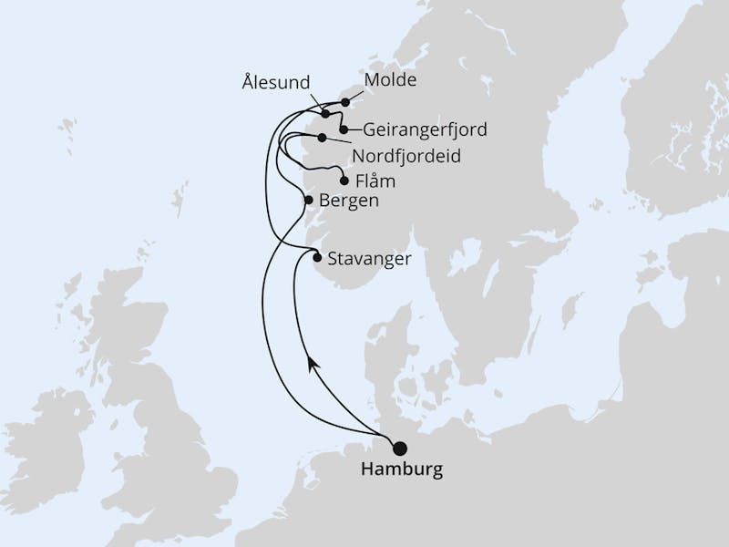 Norwegens Fjorde mit Geiranger ab Hamburg
