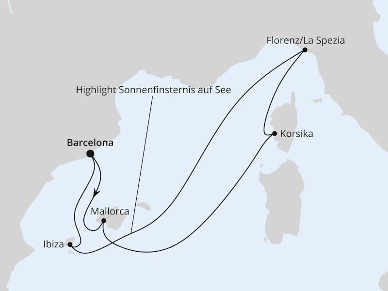  Zur Sonnenfinsternis im Mittelmeer ab Barcelona