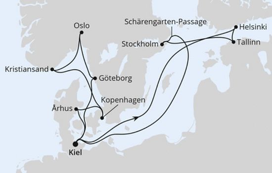 Feiertagsreise in der Ostsee mit Norwegen ab Kiel