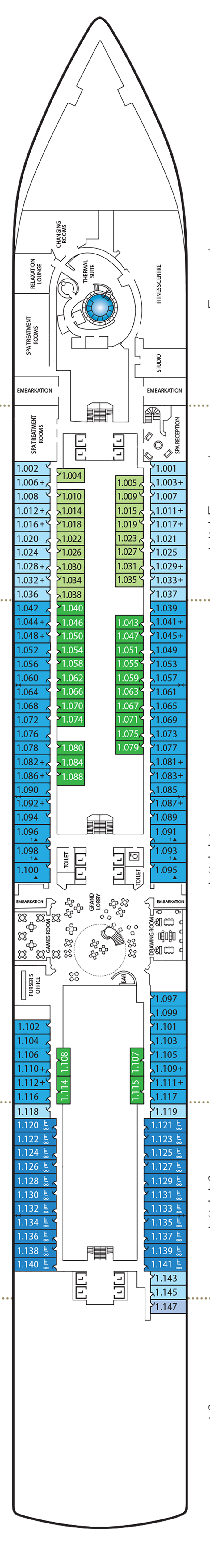 Queen Anne - Cunard Line - Deck 1 (Deck 1)