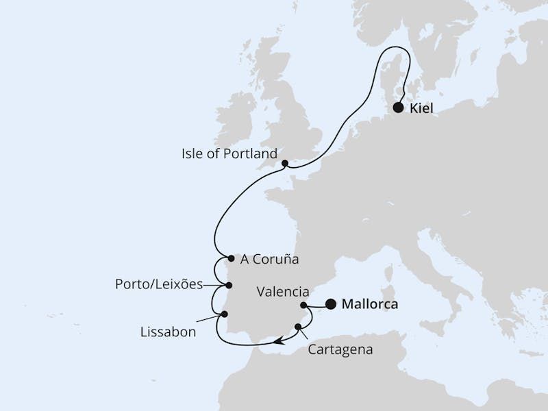Spanien, Portugal und Englische Küste