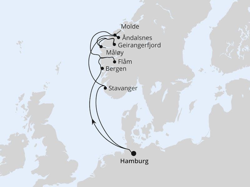 Norwegens Fjorde mit Geiranger ab Hamburg