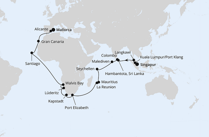 Impression zu Sommer 2027 - AIDAstella - Weltenbummler von Singapur nach Mallorca
