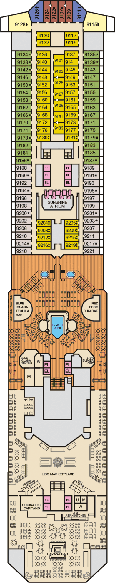 Carnival Sunshine - Carnival Cruise Line - Deck 9 (Lido)