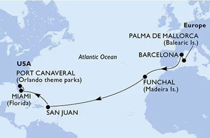 Impression zu Winter 2026/27 - MSC Grandiosa - Transatlantische Entdeckungstour