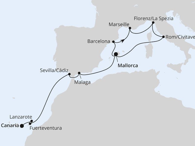 Italien, Andalusien & Kanaren ab Mallorca