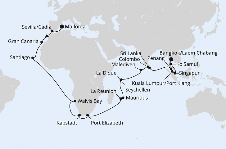  AIDA Winter 2026/27 - AIDAstella - Weltenbummler Südafrika & Indischer 