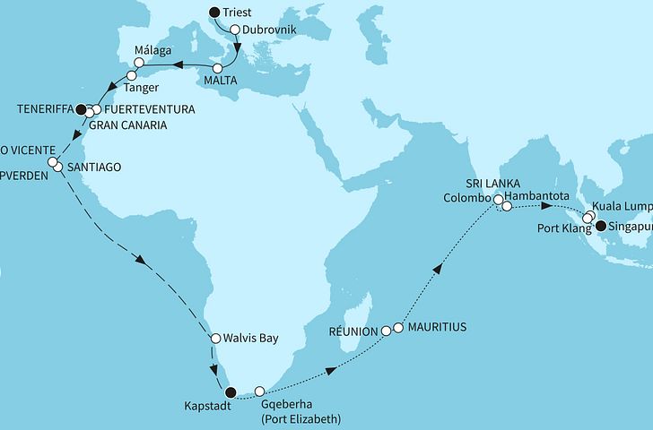 Impressionn zu Transreisen 2025 - Mein Schiff 6 - Weltentdecker-Route
