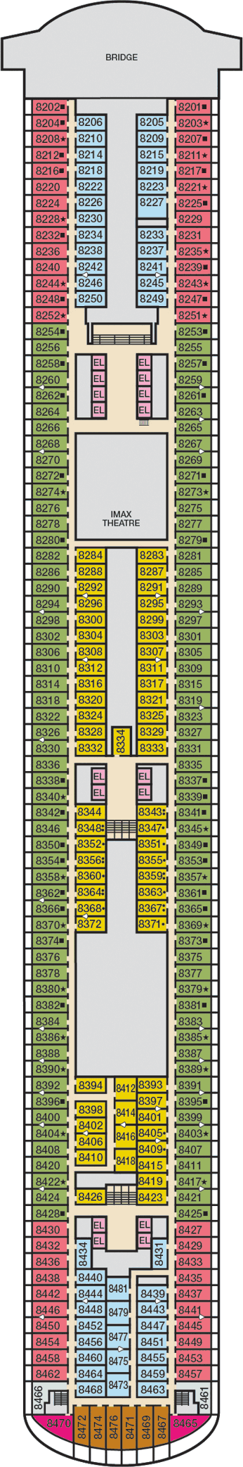 Carnival Vista - Carnival Cruise Line - Deck 8 (Deck 8)