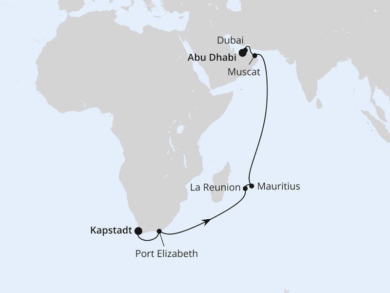 Von Kapstadt über Mauritius nach Abu Dhabi