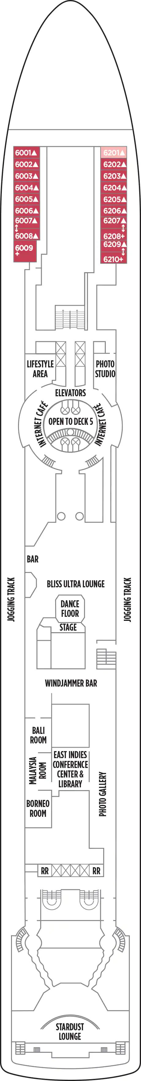 Norwegian Sun - Norwegian Cruise Line - Deck 6 (Promenaden-/Oslo-Deck 6)