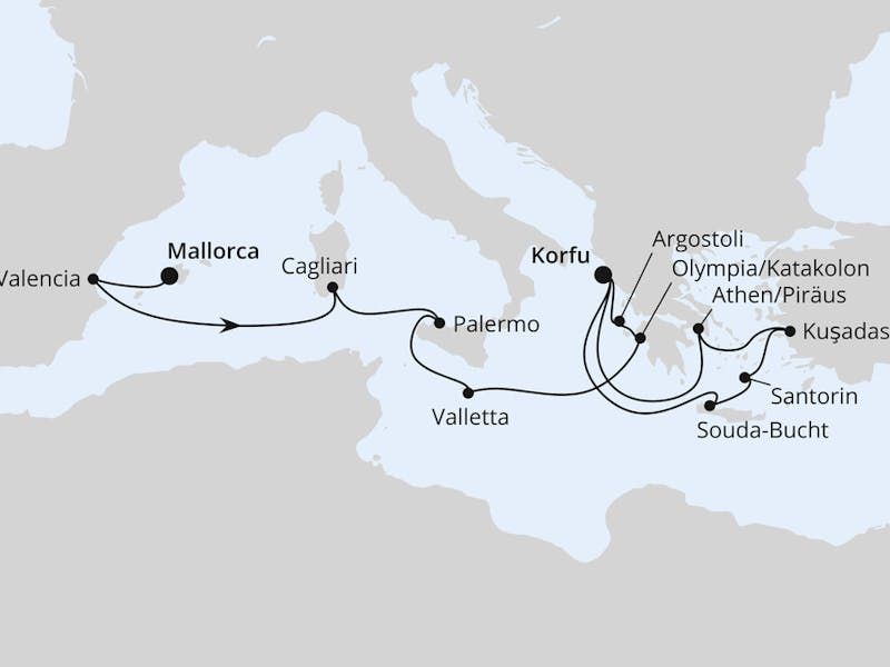 Große Mittelmeer-Reise von Mallorca nach Korfu