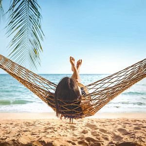 Frau Meer Strand Palme