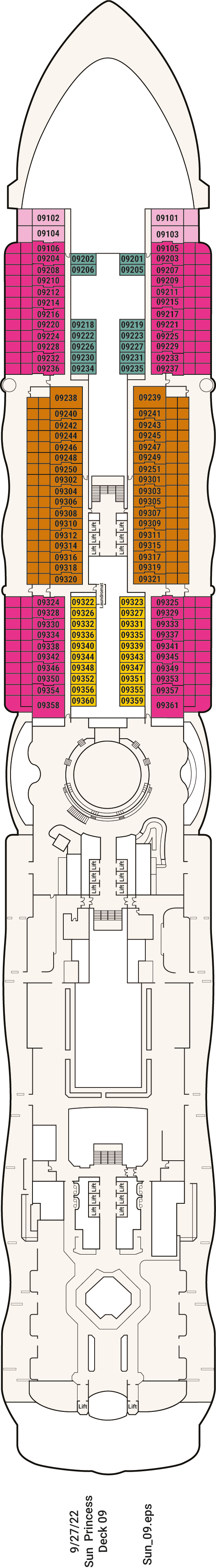 Sun Princess - Princess Cruises - Deck 9 (Deck 9)