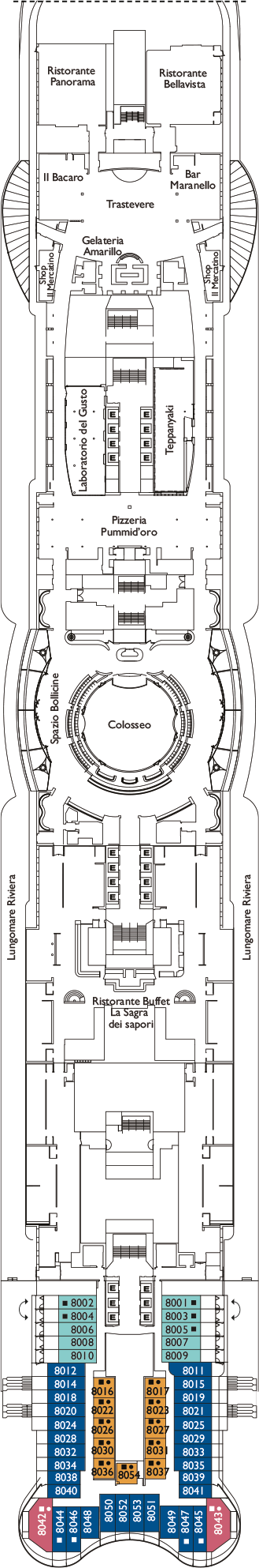 Costa Smeralda - Costa Kreuzfahrten - Deck 8 (Capri)