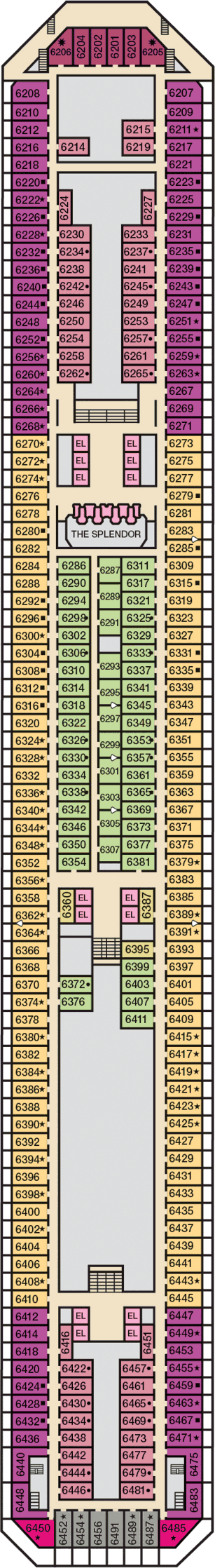 Carnival Splendor - Carnival Cruise Line - Deck 6 (Upper)