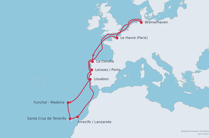 Impression zu Festtagsreisen 2027/28 - Mein Schiff 2 - Westküste Europas und Kanaren