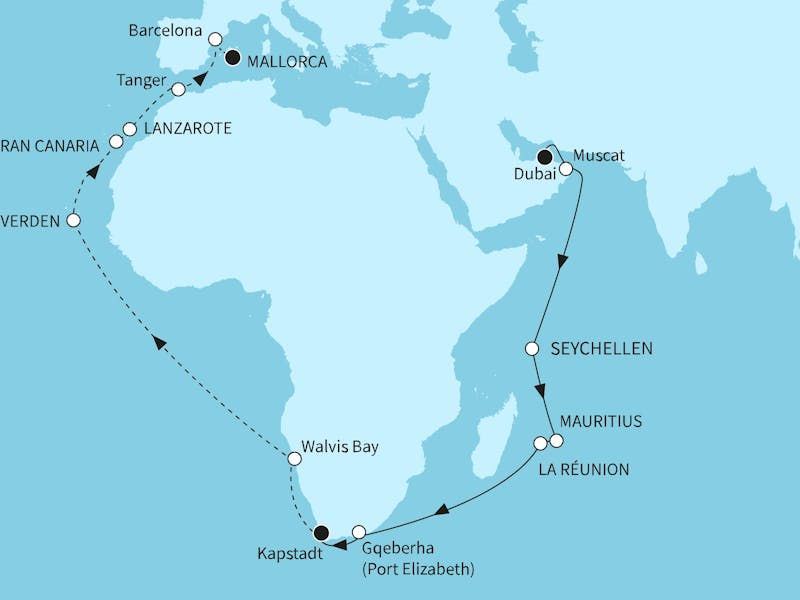  Transreisen 2026 - Mein Schiff 4 oder Mein Schiff 5 - Weltentdecker 