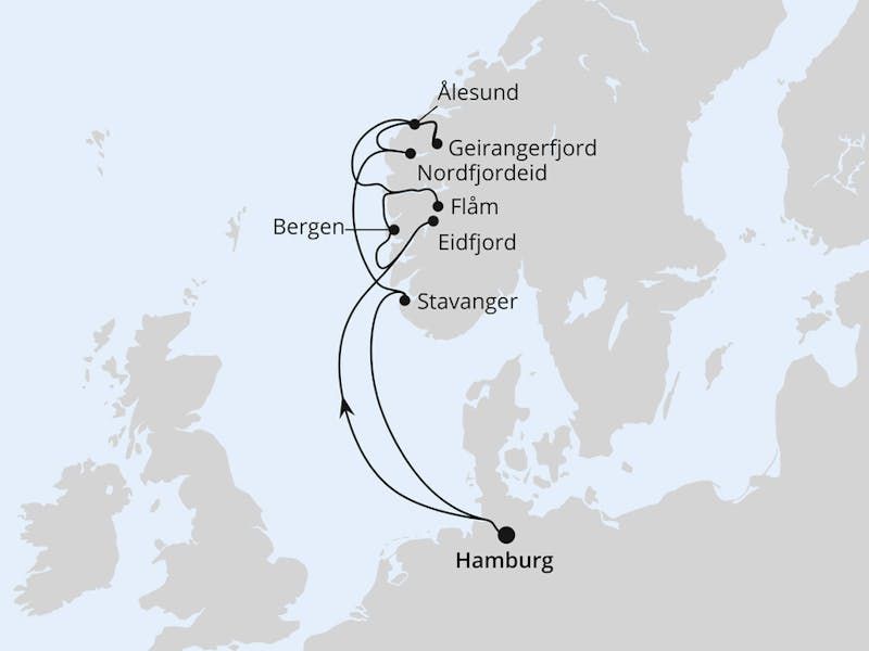 Norwegens Fjorde mit Geiranger ab Hamburg