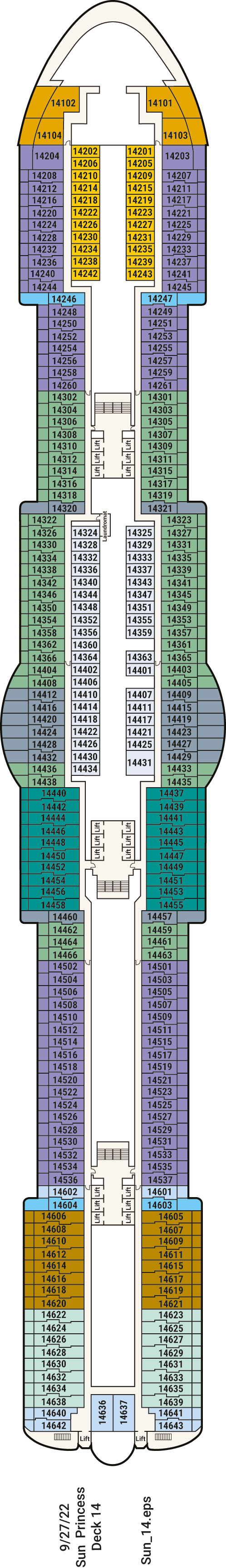 Sun Princess - Princess Cruises - Deck 14 (Deck 14)