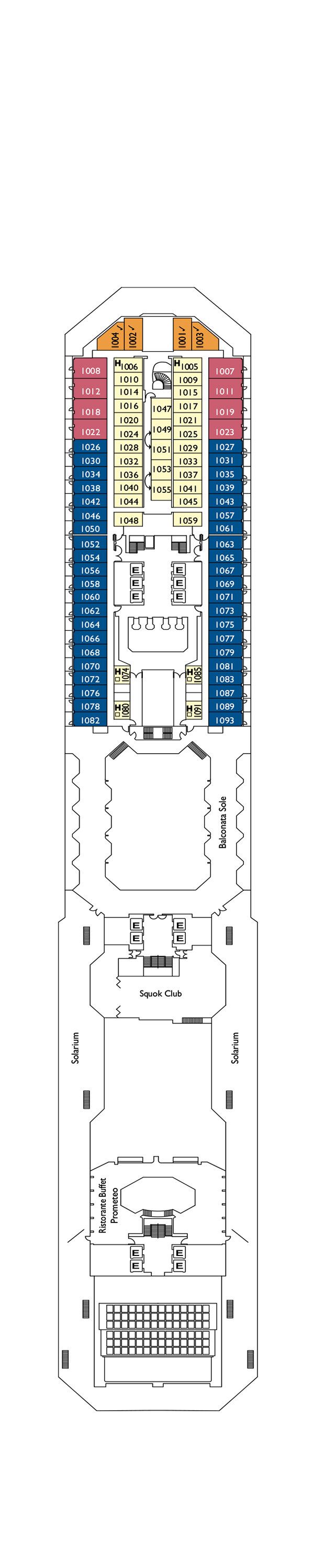 Costa Serena - Costa Kreuzfahrten - Deck 10 (Taurus)