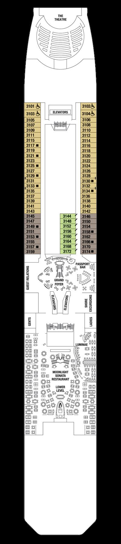 Celebrity Eclipse - Celebrity Cruises - Deck 3 (Plaza Deck)
