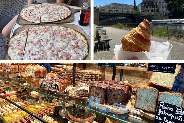 Flammkuchen und Croissant in Straßburg