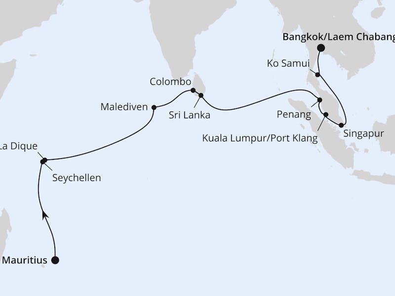 Von Mauritius über die Seychellen nach Bangkok
