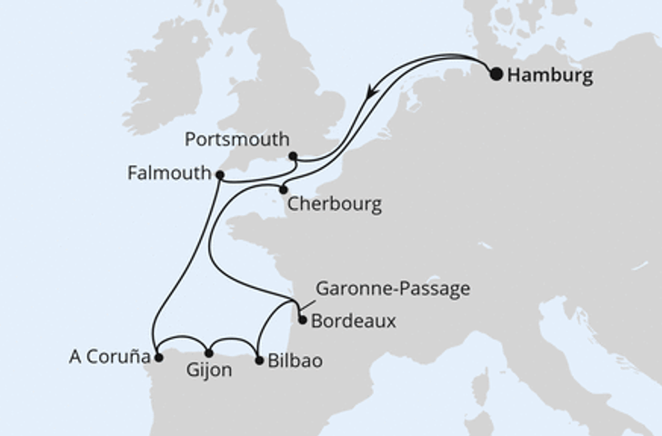 Impression zu Sommer 2026 - AIDAsol oder AIDAluna - Ärmelkanal & Golf von Biskaya