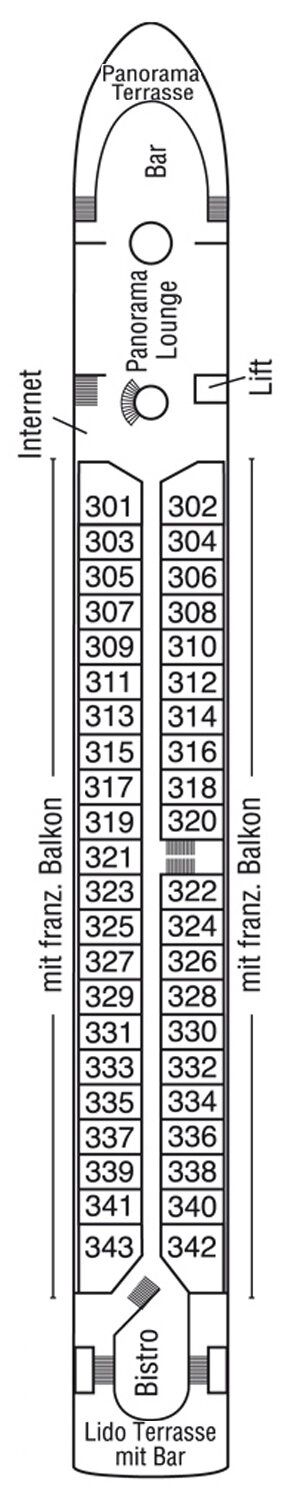 MS Amelia - Phoenix Flusskreuzfahrten - Deck 3 (Oriondeck)