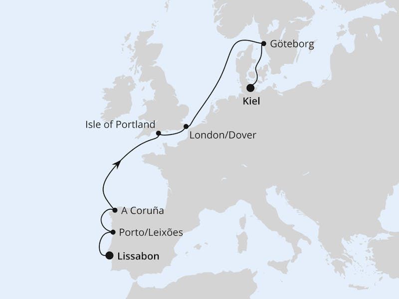 Westeuropa-highlights von Lissabon nach Kiel