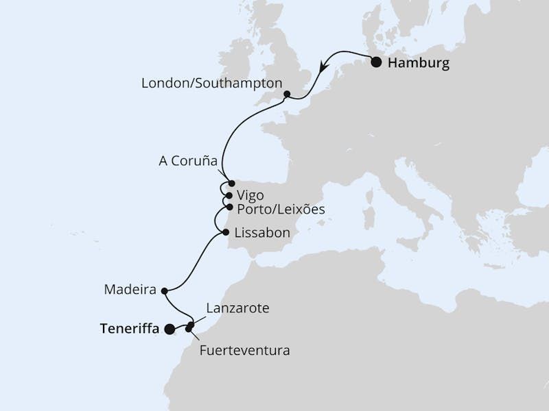 Von Hamburg über Portugal nach Teneriffa