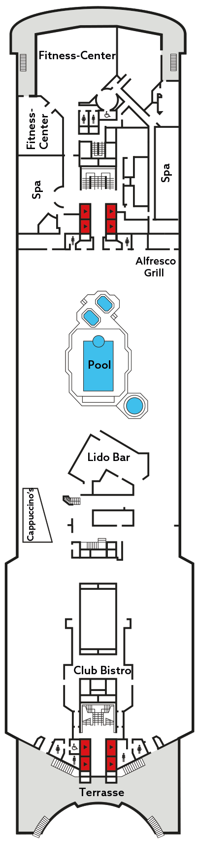 Vasco da Gama - Nicko Cruises Hochsee - Deck 11 (Lido Deck)
