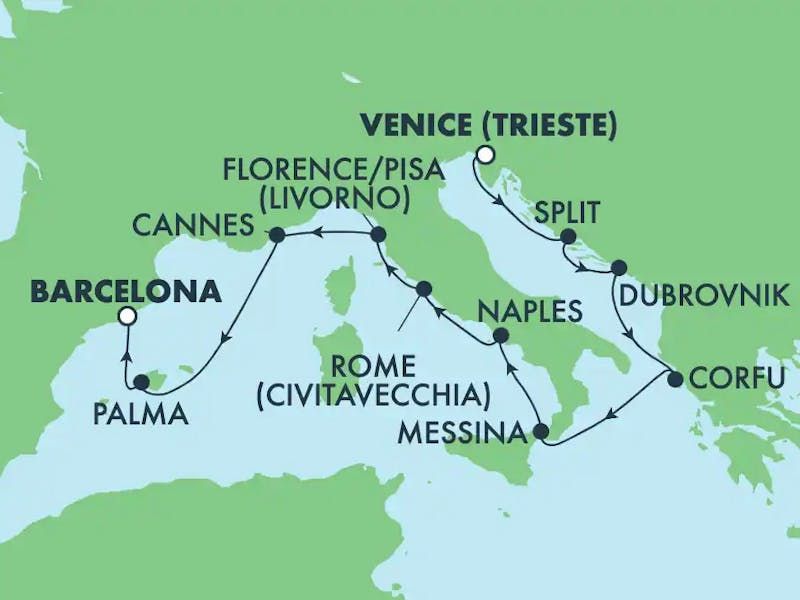 Mediterrane Entdeckungen: von Triest nach Barcelona