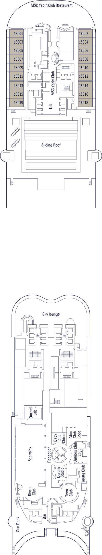 MSC Bellissima - MSC Cruises - Deck 18 (Seaside)