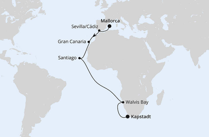 Impressionn zu AIDA Transreisen 2026/27 - AIDAstella - Von Mallorca über Namibia nach Kapstadt