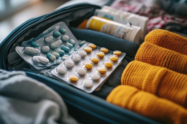 Medizin in einer Reisetasche