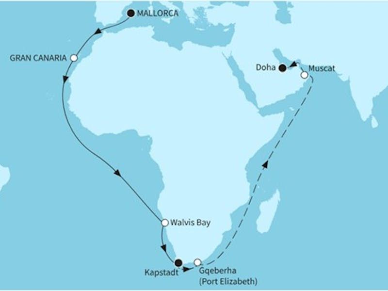 Rund Um Afrika in den Orient