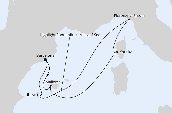 Impressionn zu AIDA Sonnenfinsternis 2026 - AIDAcosma - Mittelmeer