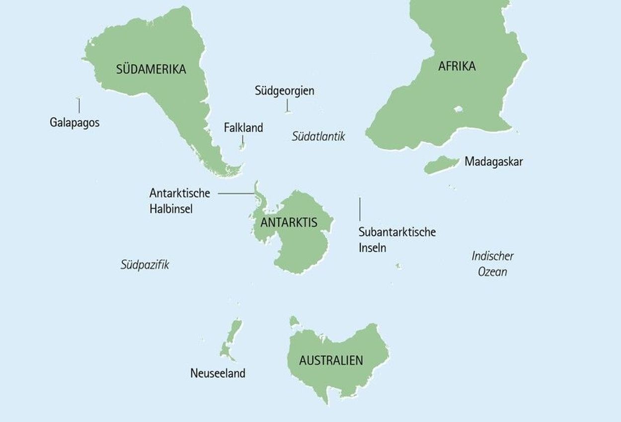 Wo findet man Pinguine - Karte