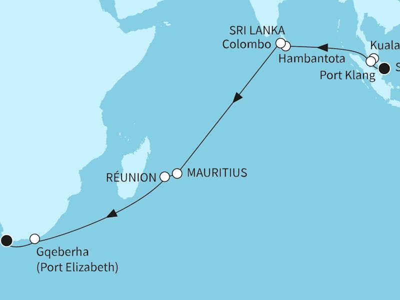 Indischer Ozean mit Mauritius