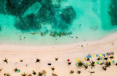 Bahamas Strand Coco Cay Karibik Palmen Meer Wasser 