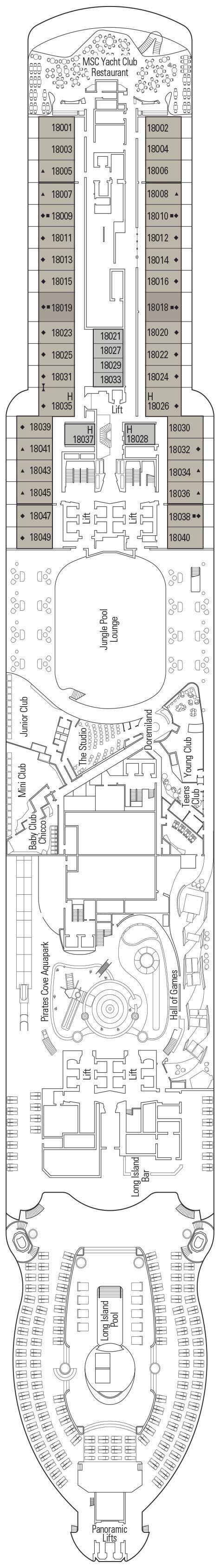 MSC Seashore - MSC Cruises - Deck 18 (Bell Rock)