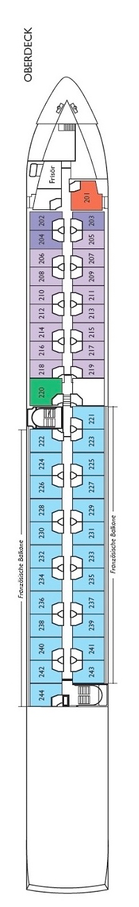 MS Rousse Prestige - Plantours Flusskreuzfahrten - Deck 2 (Oberdeck)