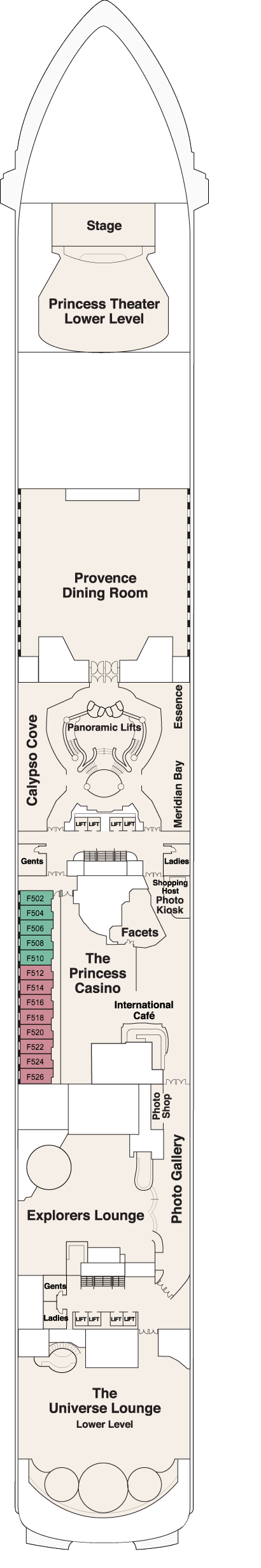 Coral Princess - Princess Cruises - Deck 6 (Fiesta)