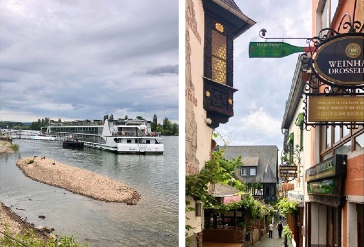 Die Anlegestelle in Rüdesheim und die bekannte 